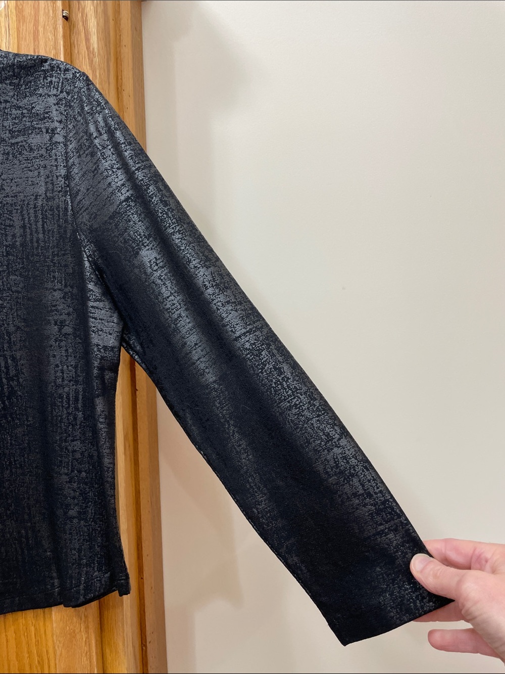 Liverpool Metallic Black Long-Sleeve Crewneck Top Medium Petite - Picture 15 of 15